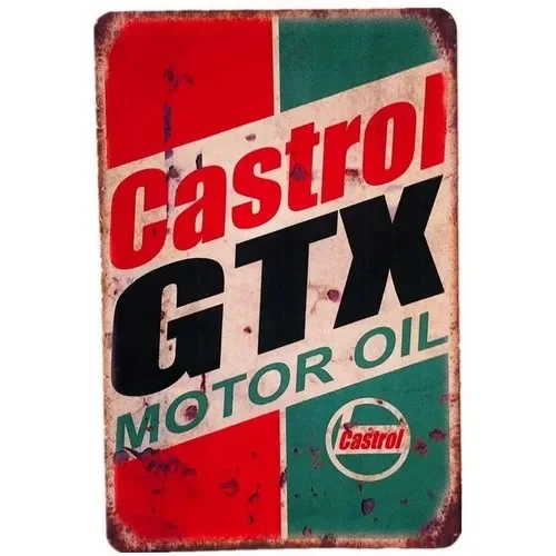 Castrol Oil Gtx - لافتة معدنية لزيت المحركات كاسترول GTX،